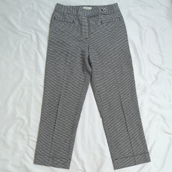 LOFT Pants - LOFT Marisa Houndstooth Crop Pants, Color Black/White Size 6